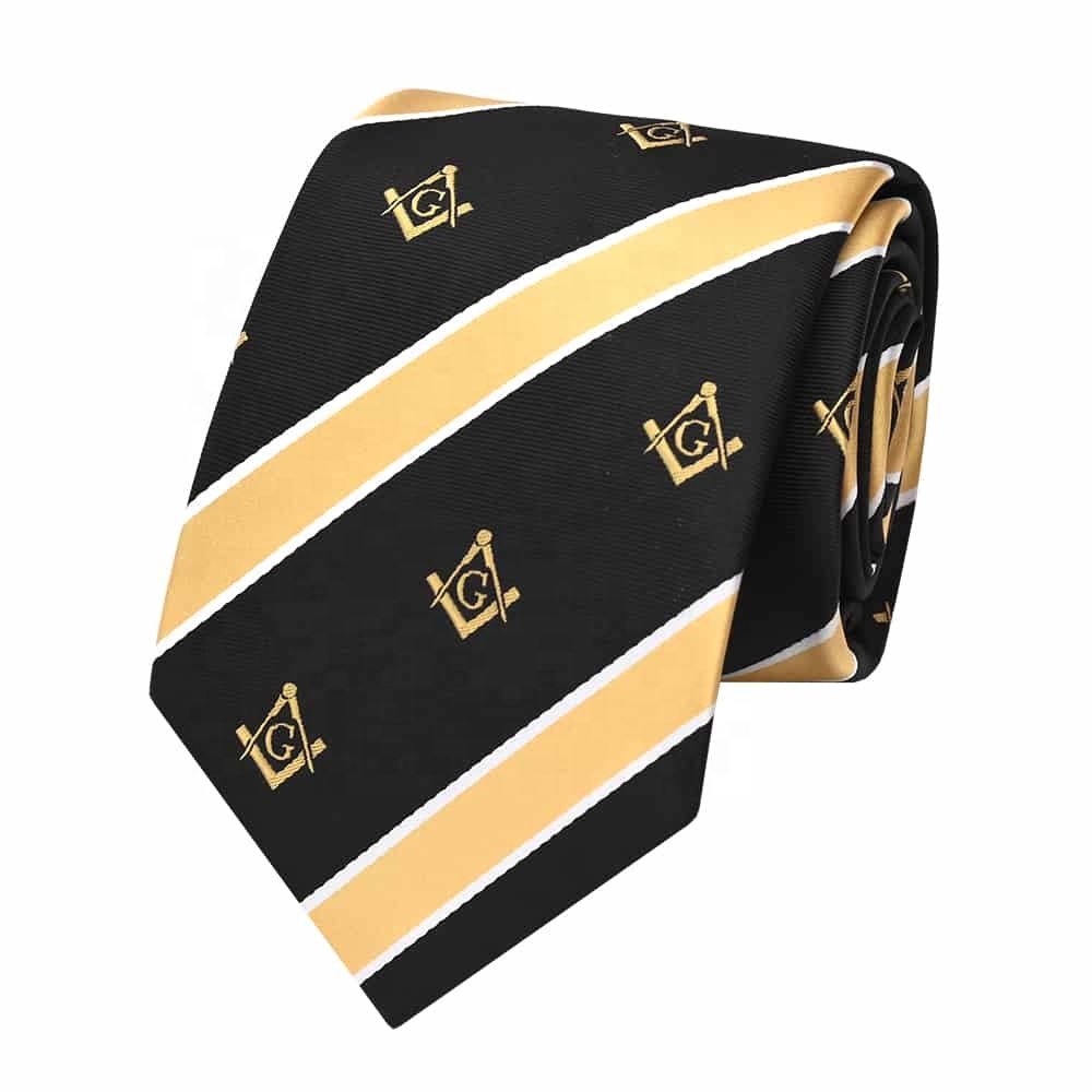 Yili Factory CustomJacquard Woven Stripe Microfiber Polyester Freemansory Masonic Religious Ties