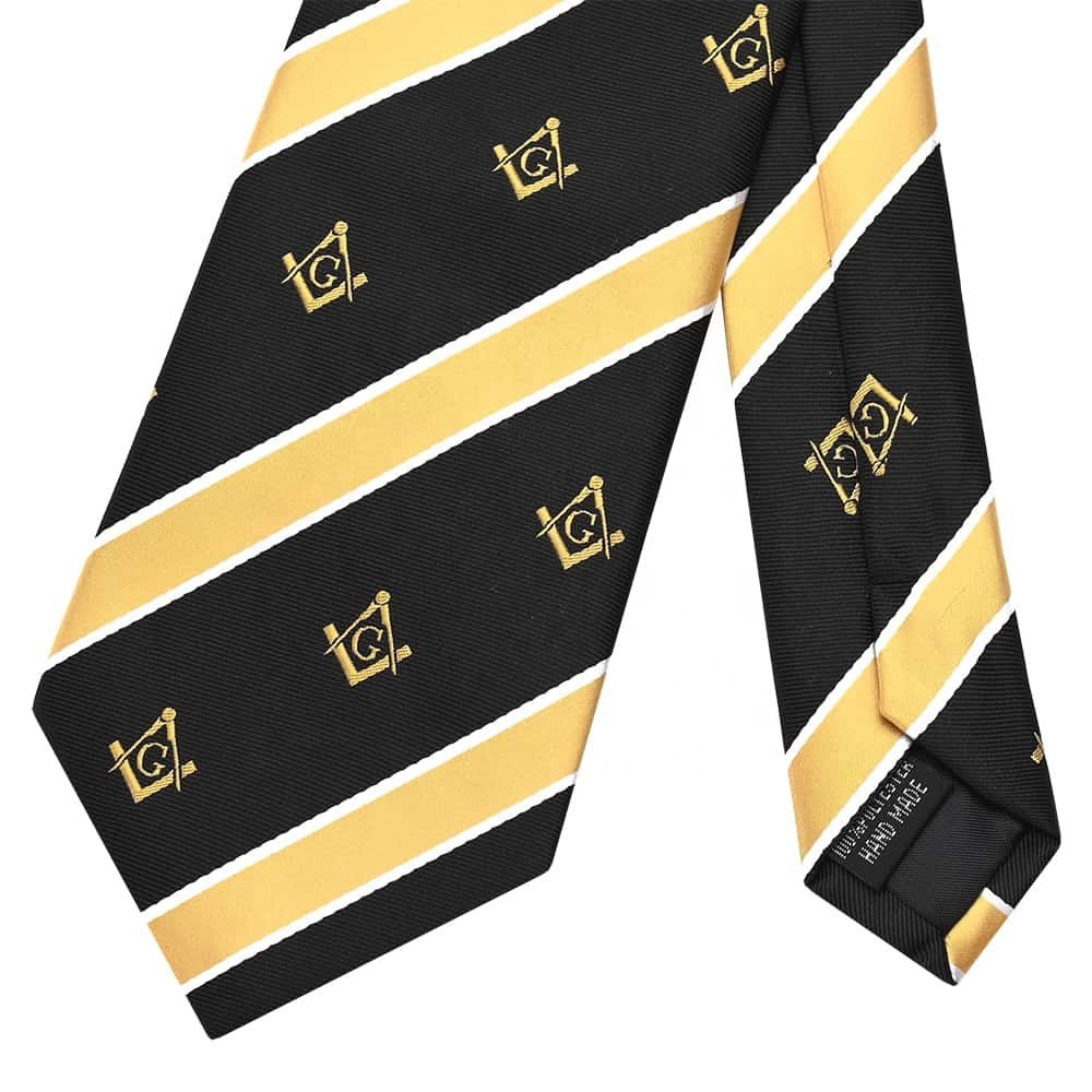 Yili Factory CustomJacquard Woven Stripe Microfiber Polyester Freemansory Masonic Religious Ties