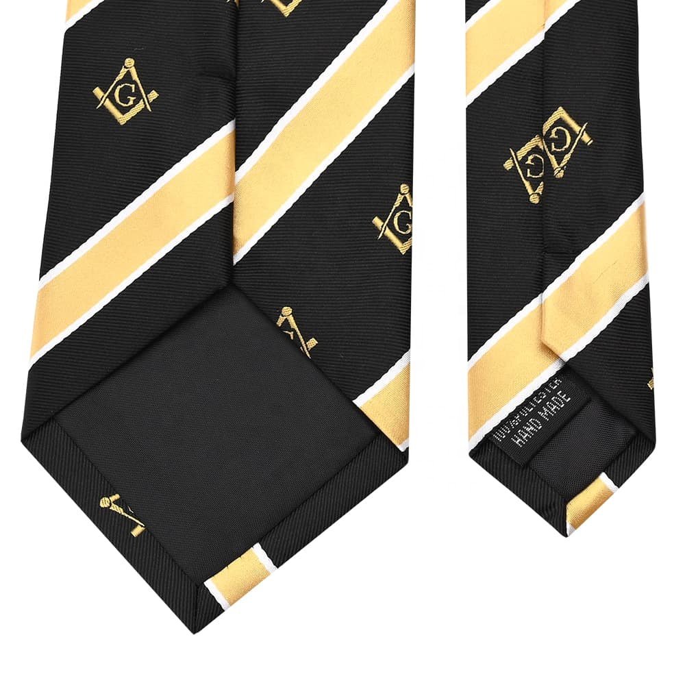 Yili Factory CustomJacquard Woven Stripe Microfiber Polyester Freemansory Masonic Religious Ties