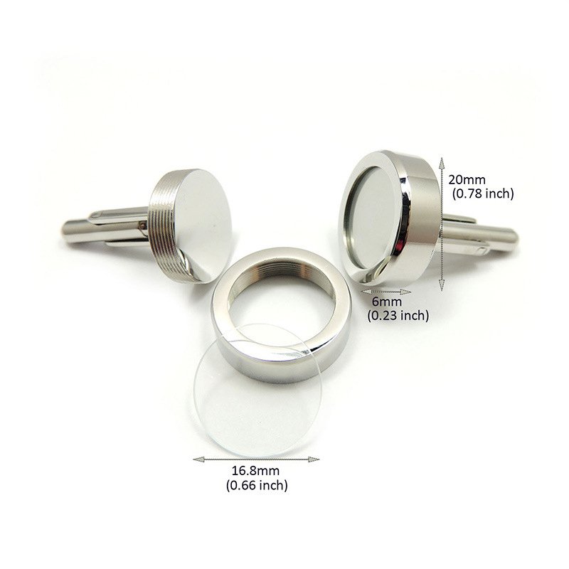Wholesale Big Photo Cufflink Set Locket Silver Plated Custom Logo Man Button Picture Holder Cufflink Display for French Shirt