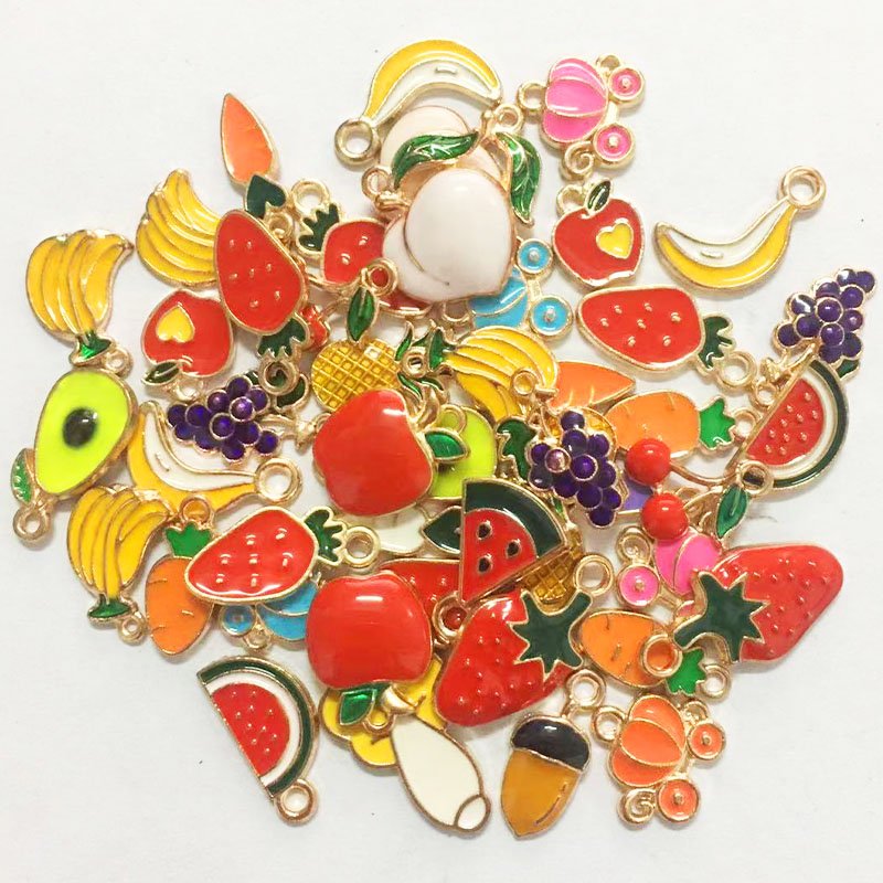 100 alloy enamel ornament accessories Flower Tie Love Tie fruit class Marine creature starry sky tie charm necklace pendant