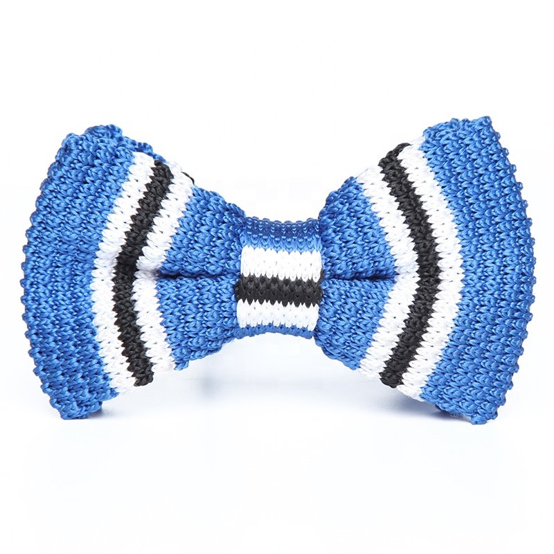 Mens Polyester Knit Butterfly Neck Bow Ties Navy Red Colorful Striped Tie Boys Luxury Modern Knitted Bowtie For Men