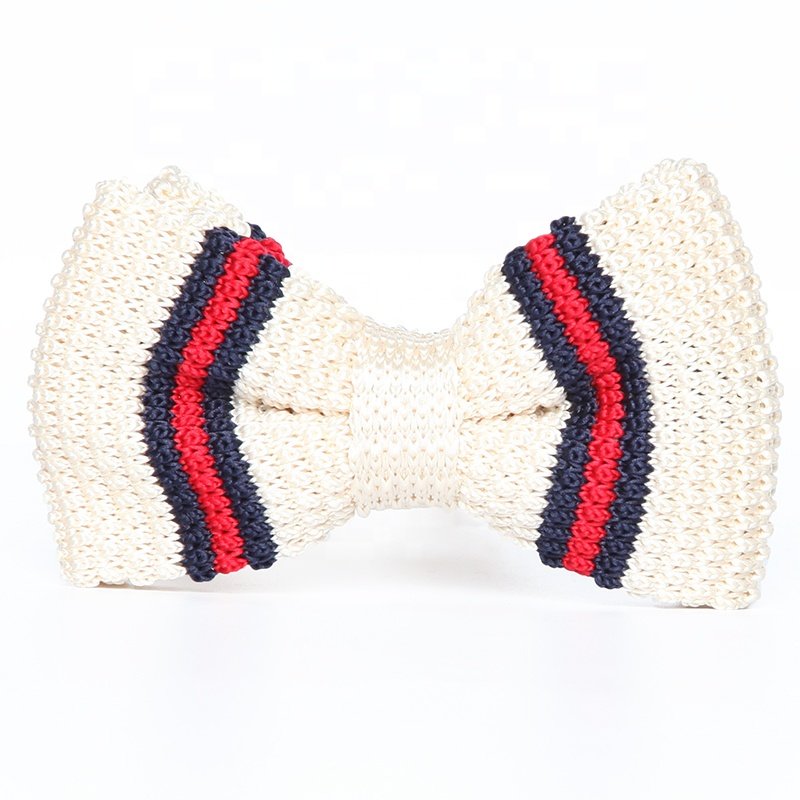 Mens Polyester Knit Butterfly Neck Bow Ties Navy Red Colorful Striped Tie Boys Luxury Modern Knitted Bowtie For Men