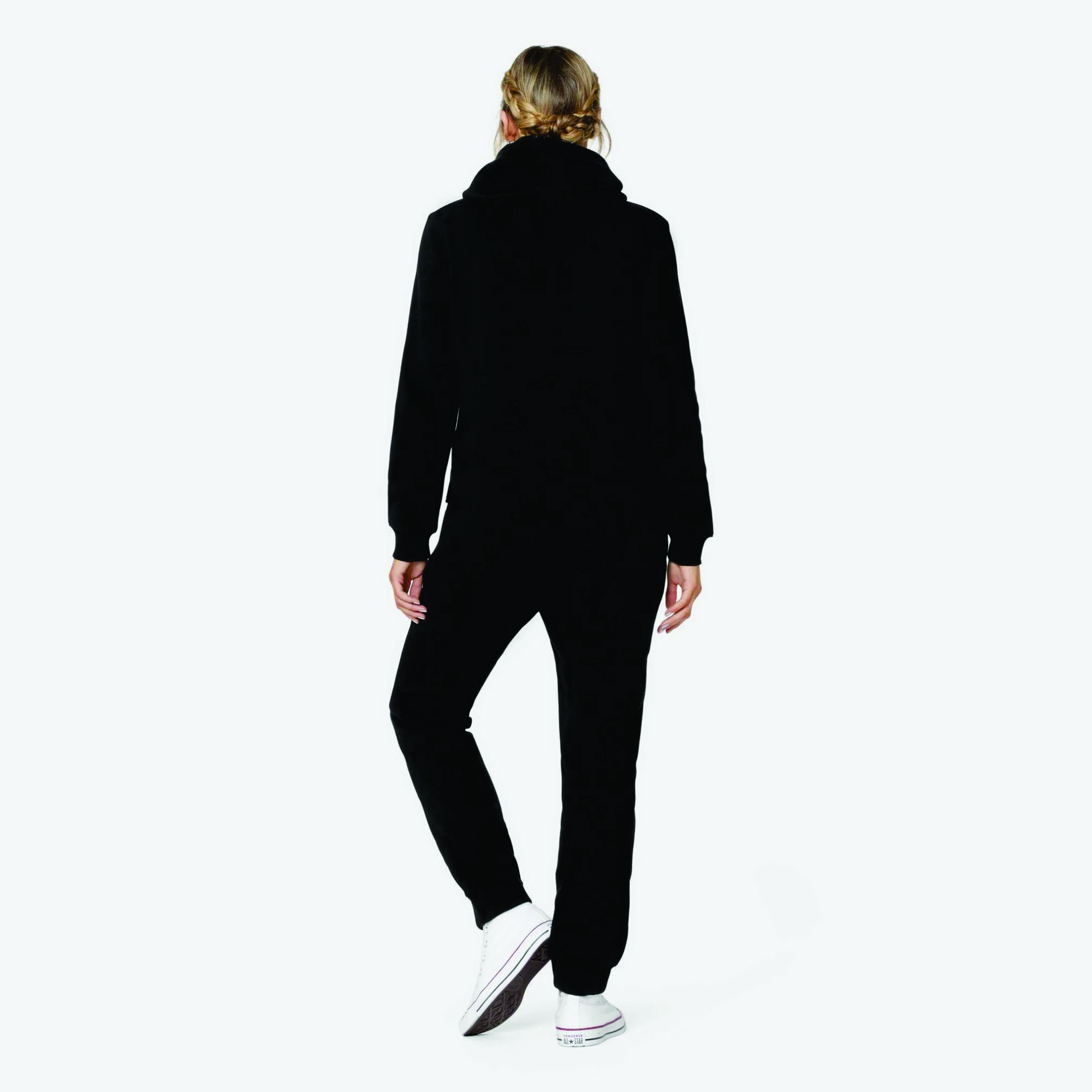 Unisex Black Onesie 80% Cotton 20% Polyester, Brushed Back Interior, Two-Way YKK Zipper, Original Design