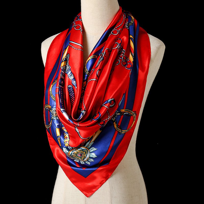 Wholesale Ladies Silk Head Scarfs 90cm Women Printed Silk Scarves Luxury Designer Square Satin Silk Scarf Famous Brands Hijabs