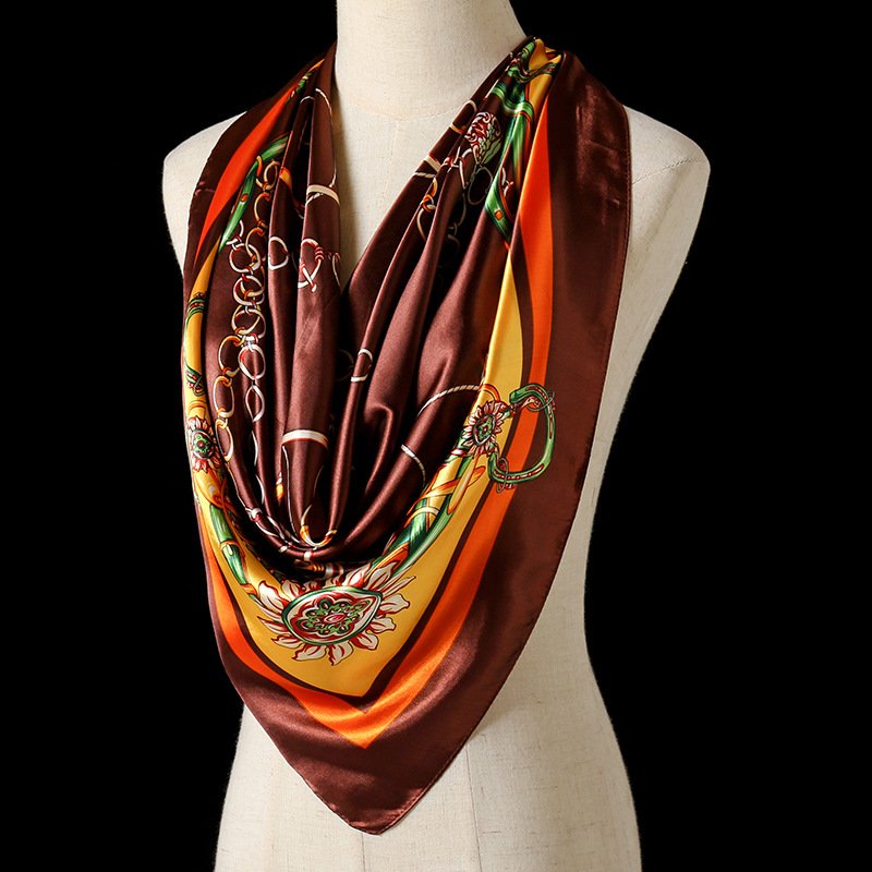 Wholesale Ladies Silk Head Scarfs 90cm Women Printed Silk Scarves Luxury Designer Square Satin Silk Scarf Famous Brands Hijabs