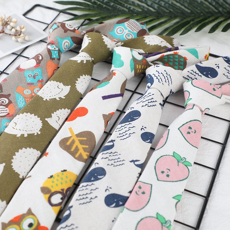 Men Casual Cotton 6cm Slim Necktie Floral animal Print Ties