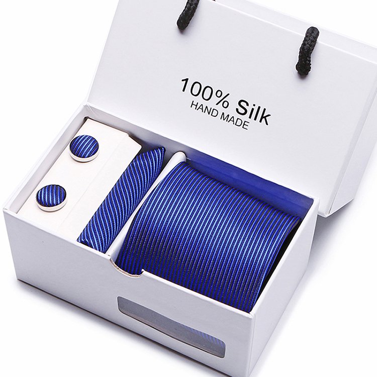 Gift box Solid Mens Skinny Ties Fashion Plain Ties Jacquard Woven Silk Ties for Mens Wedding Suits