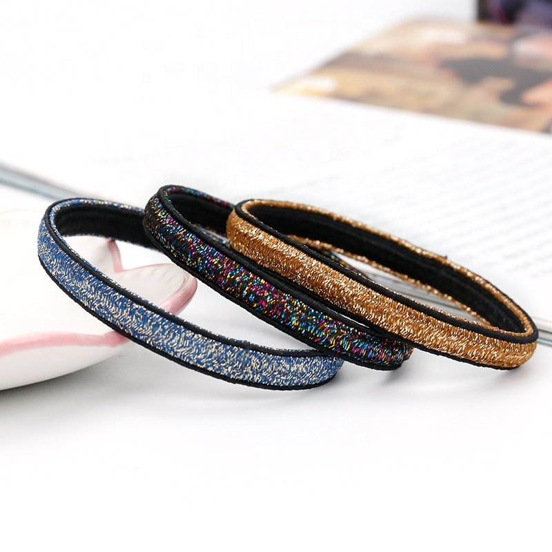Custom Elastic Glittering 4cm Ponytail Holders Black s Hair Tie Bands Hair elastic Fashion