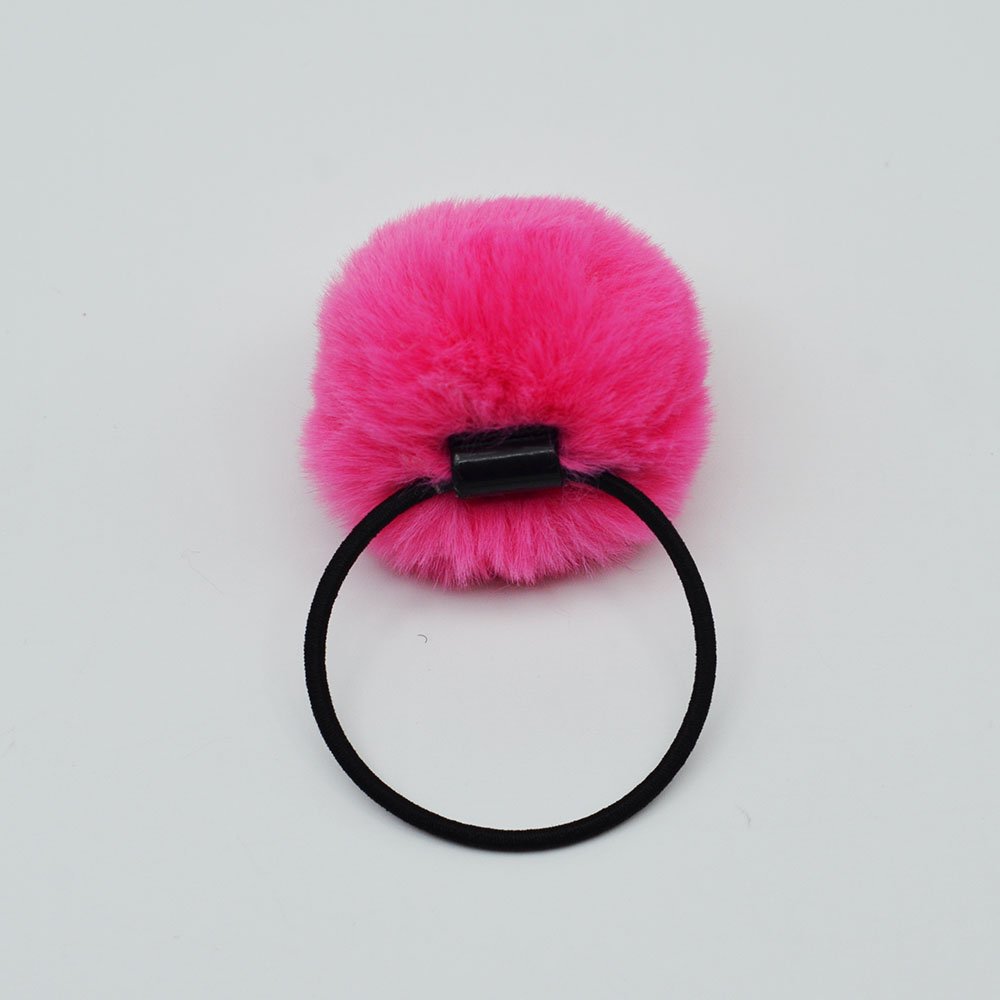 Customizable Plush Ponytail Holders 5cm Artificial Rabbit Fur Ball Elastic Hair Tie with round Ornaments Shape for diy