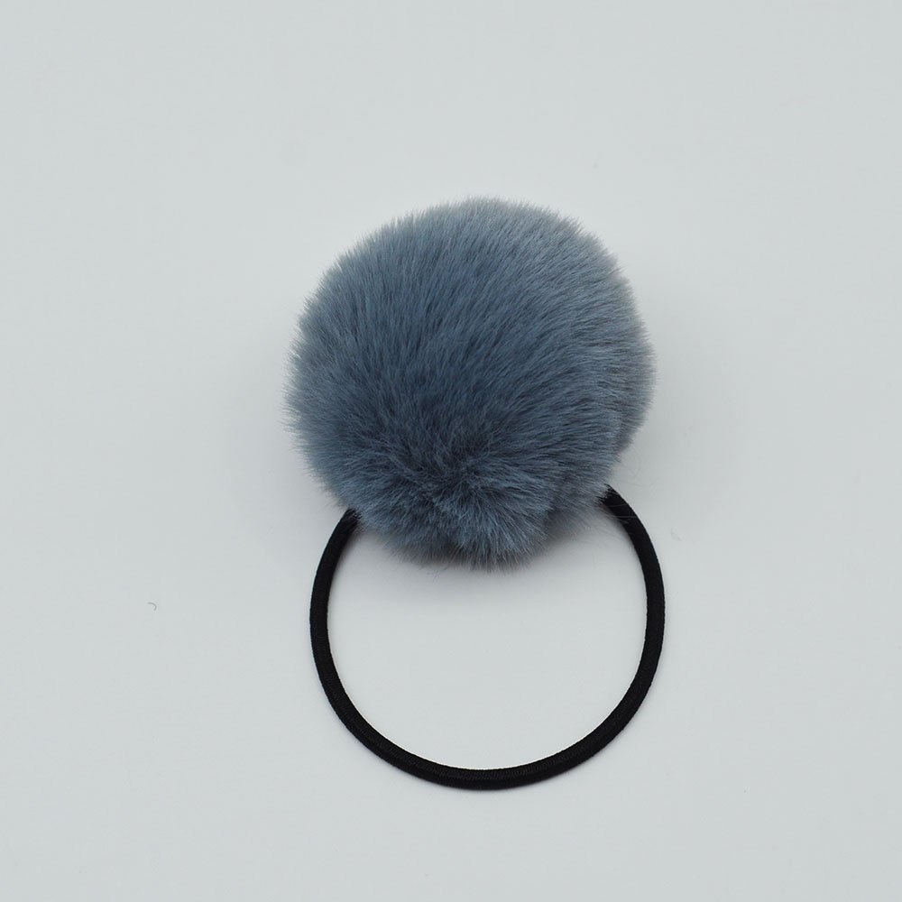 Customizable Plush Ponytail Holders 5cm Artificial Rabbit Fur Ball Elastic Hair Tie with round Ornaments Shape for diy