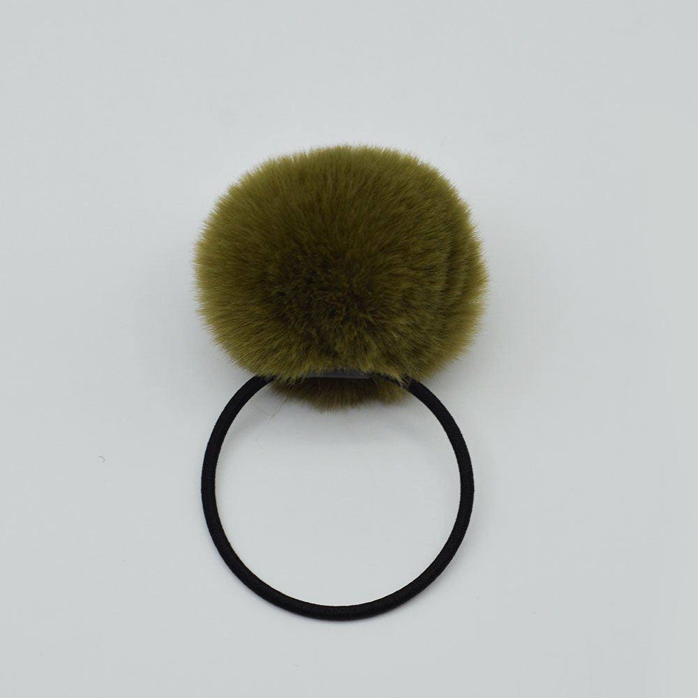 Customizable Plush Ponytail Holders 5cm Artificial Rabbit Fur Ball Elastic Hair Tie with round Ornaments Shape for diy