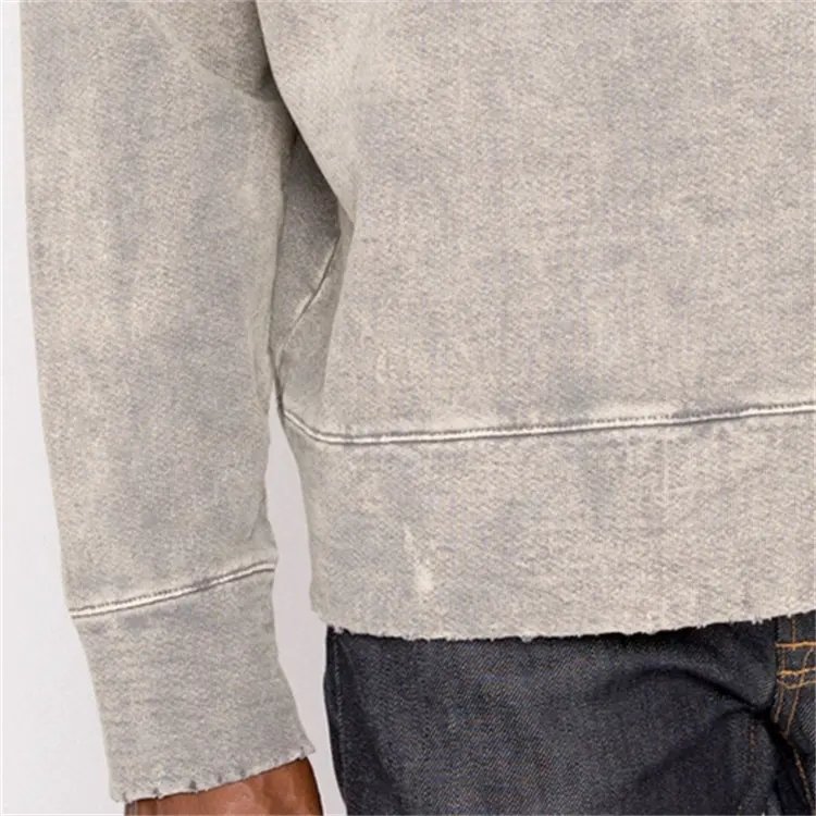 Custom Streetwear Fashion Vintage Blank Pullover French Terry Heavyweight Raglan Sleeve Acid Wash Tie Die Crewneck Sweatshirt