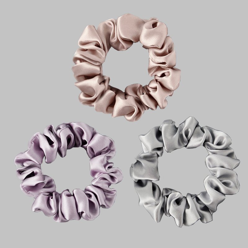 Wholesale Private Custom Logo Silk Satin Hair Accessories Hair Tie Scunchies for Women