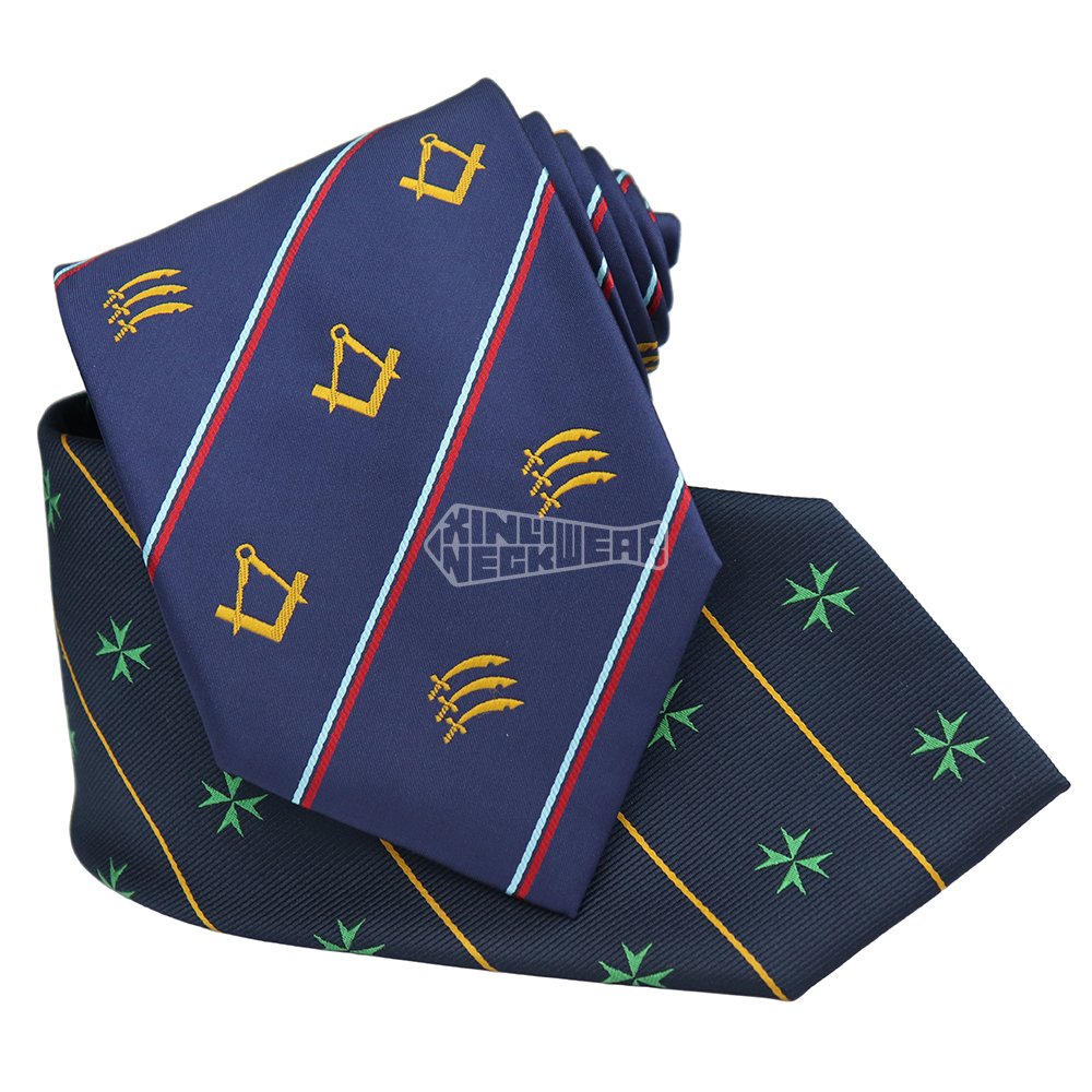 Navy Blue Shengzhou Necktie Custom Club Ties Microfiber Masonic Regalia Shrinner Tie With Logo