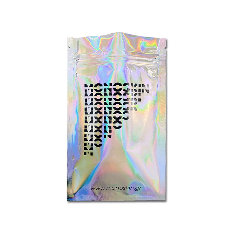 Custom brand mylar bags 3 side seal zipper laser hologram cosmetic plastic bags jewelry cosmetic packaging bags with window