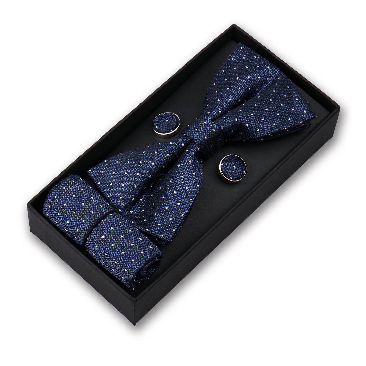 Wholesale Paisley Men Bow Tie GIft Set Black Bowties For Men Wedding Party Bow Tie And Pocket Square Box Sets