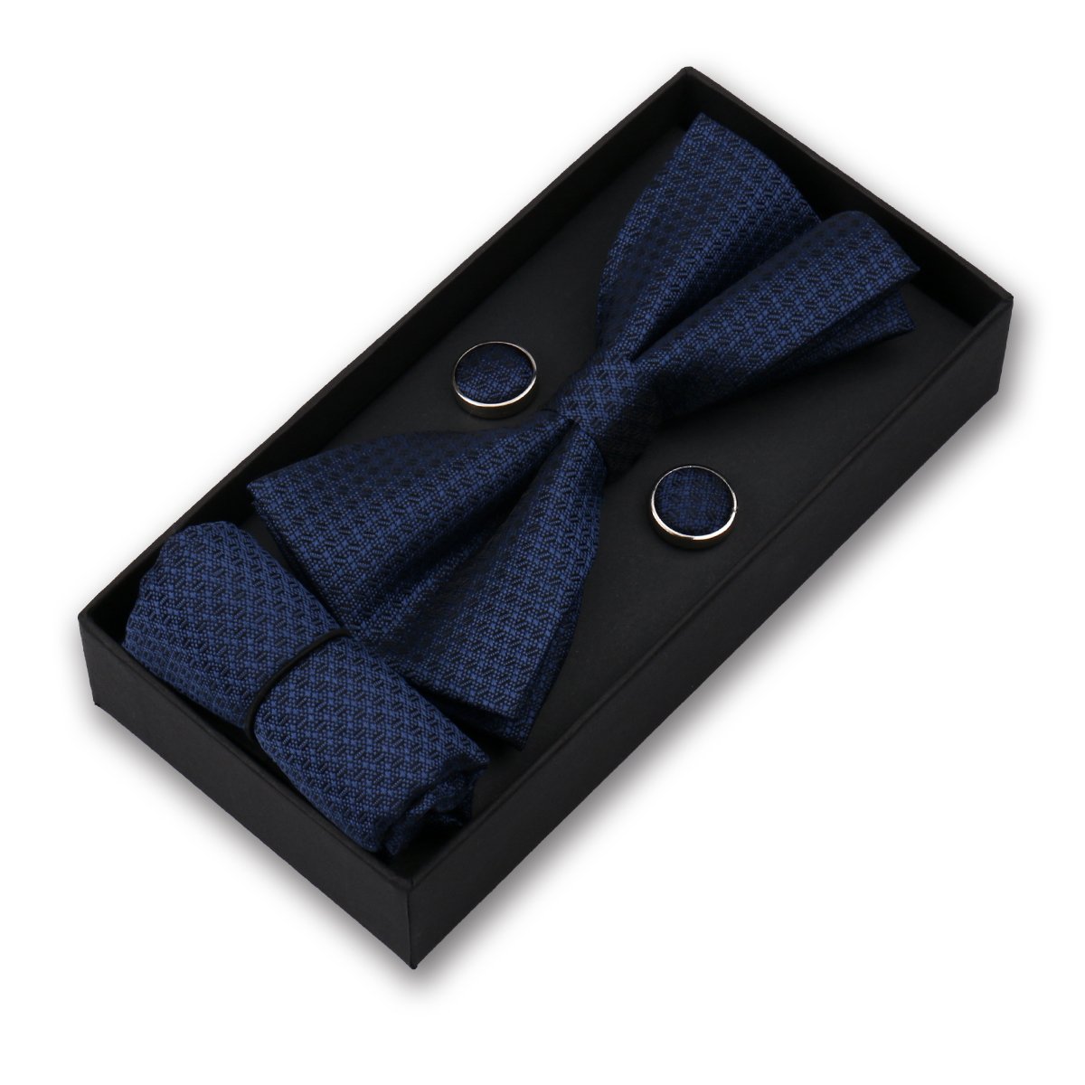 Wholesale Paisley Men Bow Tie GIft Set Black Bowties For Men Wedding Party Bow Tie And Pocket Square Box Sets