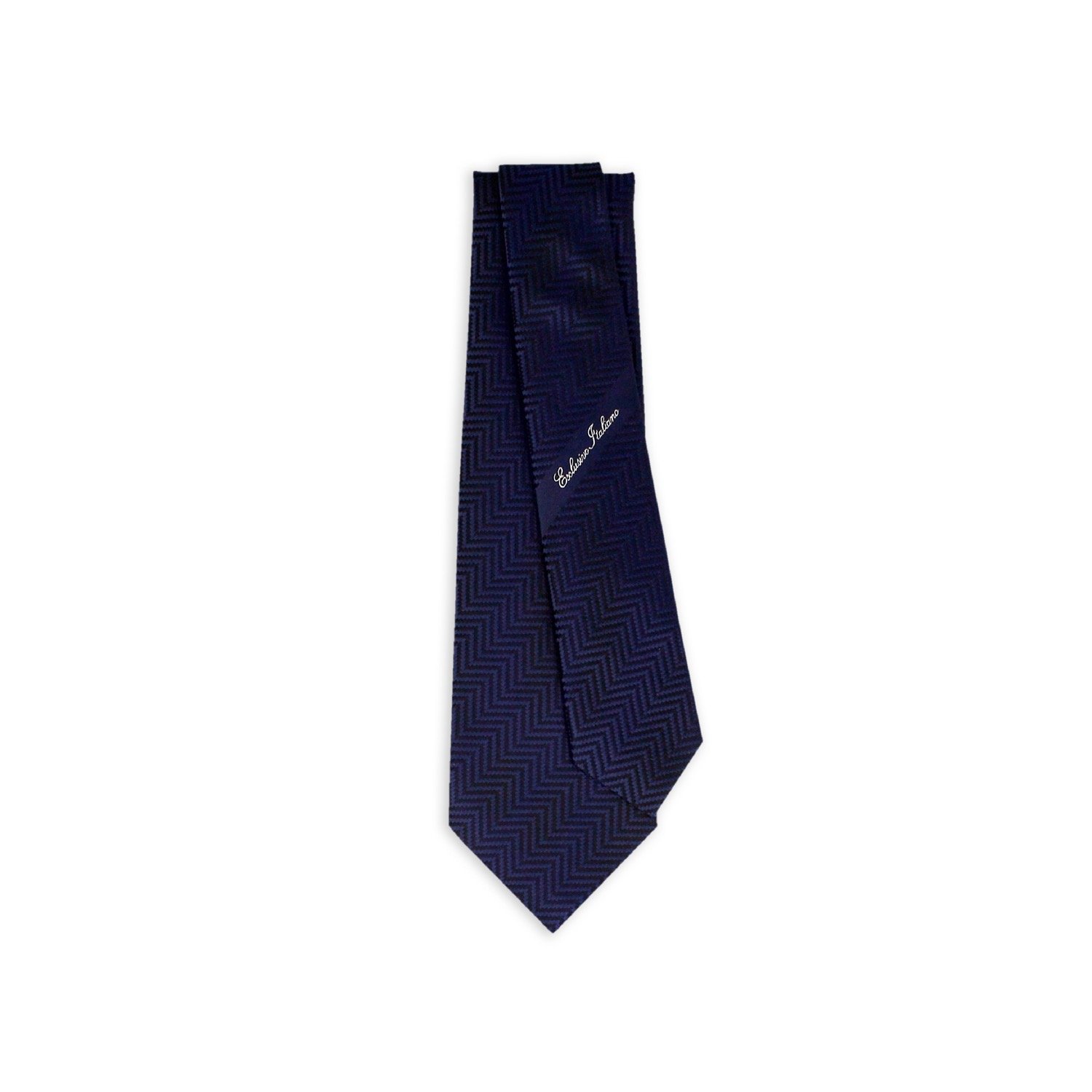 Jacquard Milano Navy Blue Elegant Italian 100% Silk Seven Fold Neck Tie Classic Business Floral Printed Design Formal Special