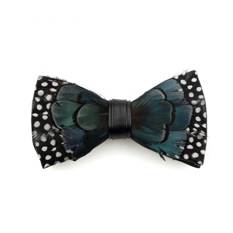 Polyester Plain Dyed Pretied Feather Bow Tie