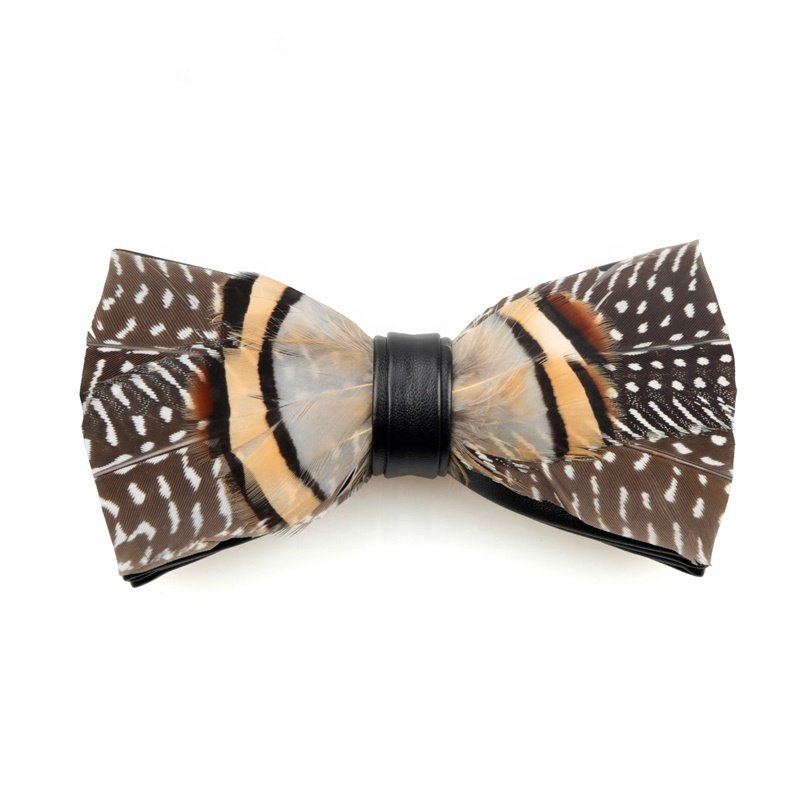 Polyester Plain Dyed Pretied Feather Bow Tie
