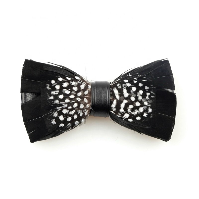 Polyester Plain Dyed Pretied Feather Bow Tie