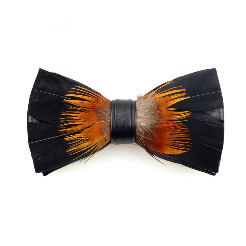 Polyester Plain Dyed Pretied Feather Bow Tie