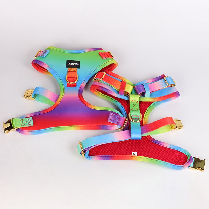 OKEYPETS Supplies Luxury Pet Harness Custom Adjustable Soft Collar Leash Neoprene Pet Dog Harness Set