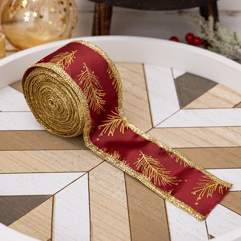 Christmas Woven Ribbon Decorations Webbing Handmade Gold Ribbon Can Be Used To Decorate Flowers Gifts Bows RC004