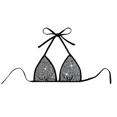 2024 Custom Logo Sexy High Waisted Silver Metallic Bikini Top Set Sexy Metallic Halter Tie Split Two Pieces Women Swimwear