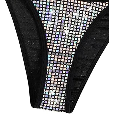 2024 Custom Logo Sexy High Waisted Silver Metallic Bikini Top Set Sexy Metallic Halter Tie Split Two Pieces Women Swimwear