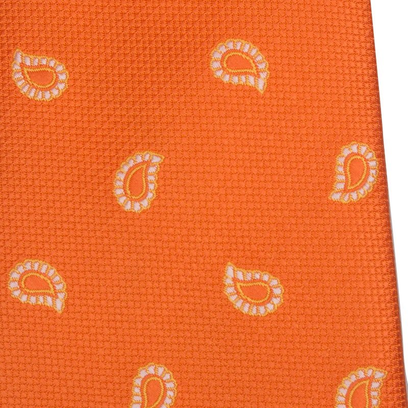 Premium Quality Business Male Suit Matching Necktie Personalized Woven Jacquard Leaves Allover Patterns orange Silk Neckties