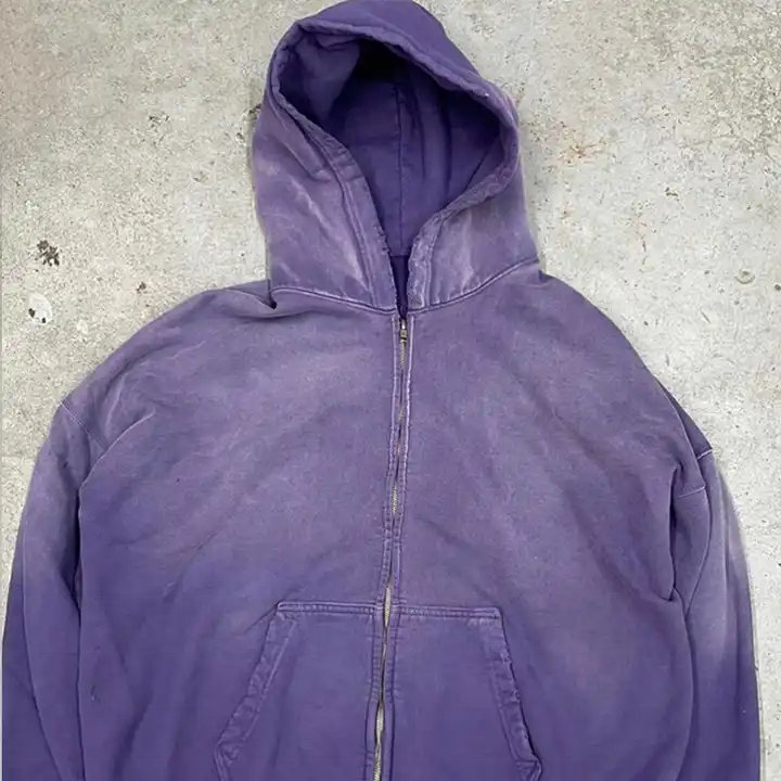 Mens Vintage Washed Hoodies Heavyweight Cotton Acid Washed Zip up Hoodies 3D Puff Printing Zipper Hoodie for Men Oversized Long