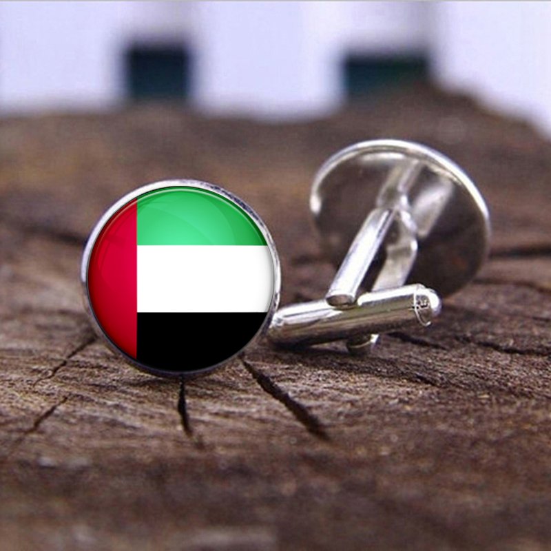 70 UAE Flag Map Tie Clip Lapel Pin Ring Brooch Cuff Link Necklace Bracelet Earrings Key Chain United Arab Emirates Jewelry Set