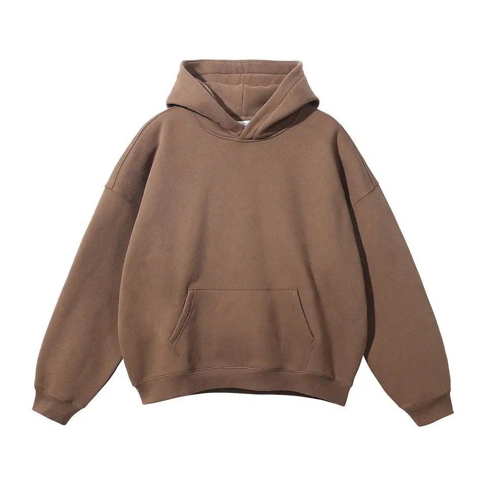 High Quality No String Heavyweight Cotton Hoodies Pullover Customized Plain Blank Men Cropped Boxy Fit Hoodie