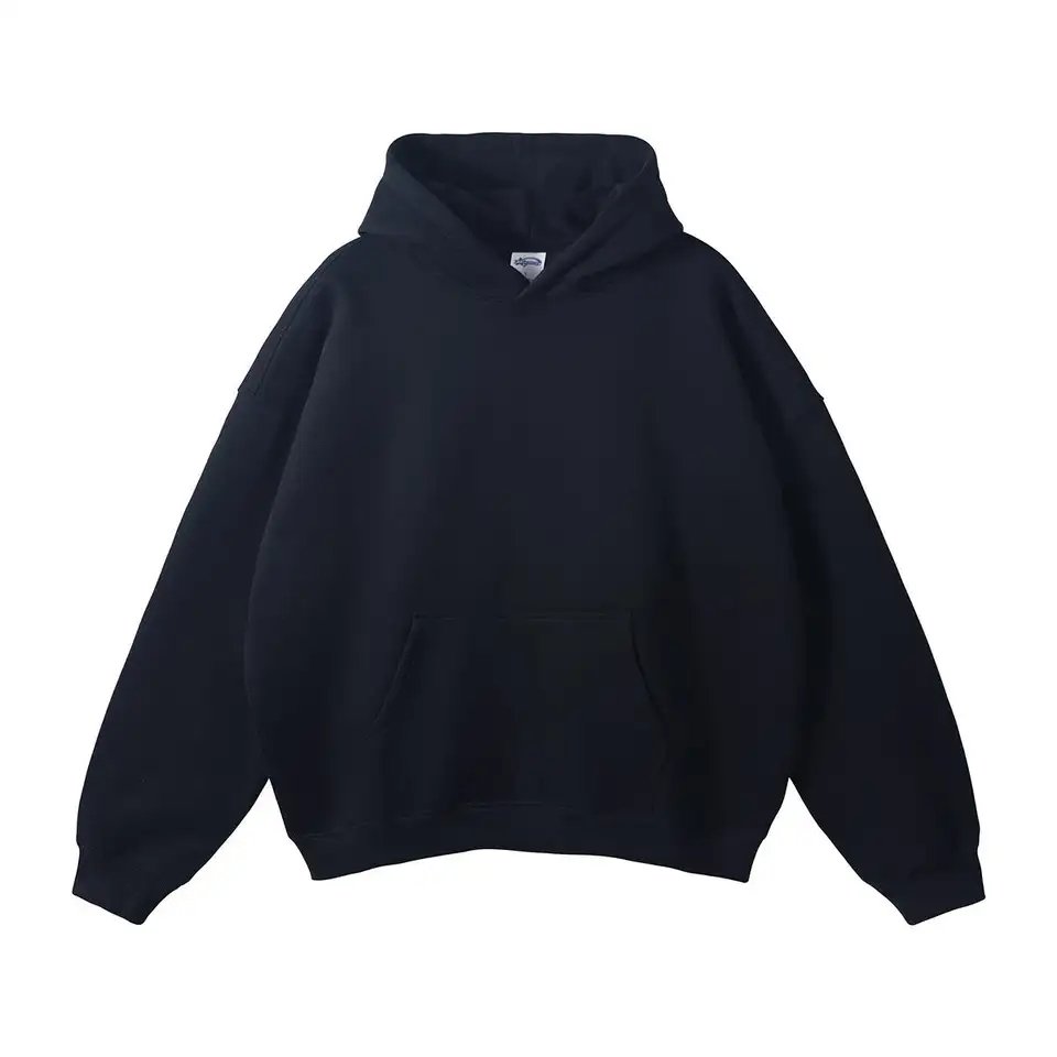 High Quality No String Heavyweight Cotton Hoodies Pullover Customized Plain Blank Men Cropped Boxy Fit Hoodie