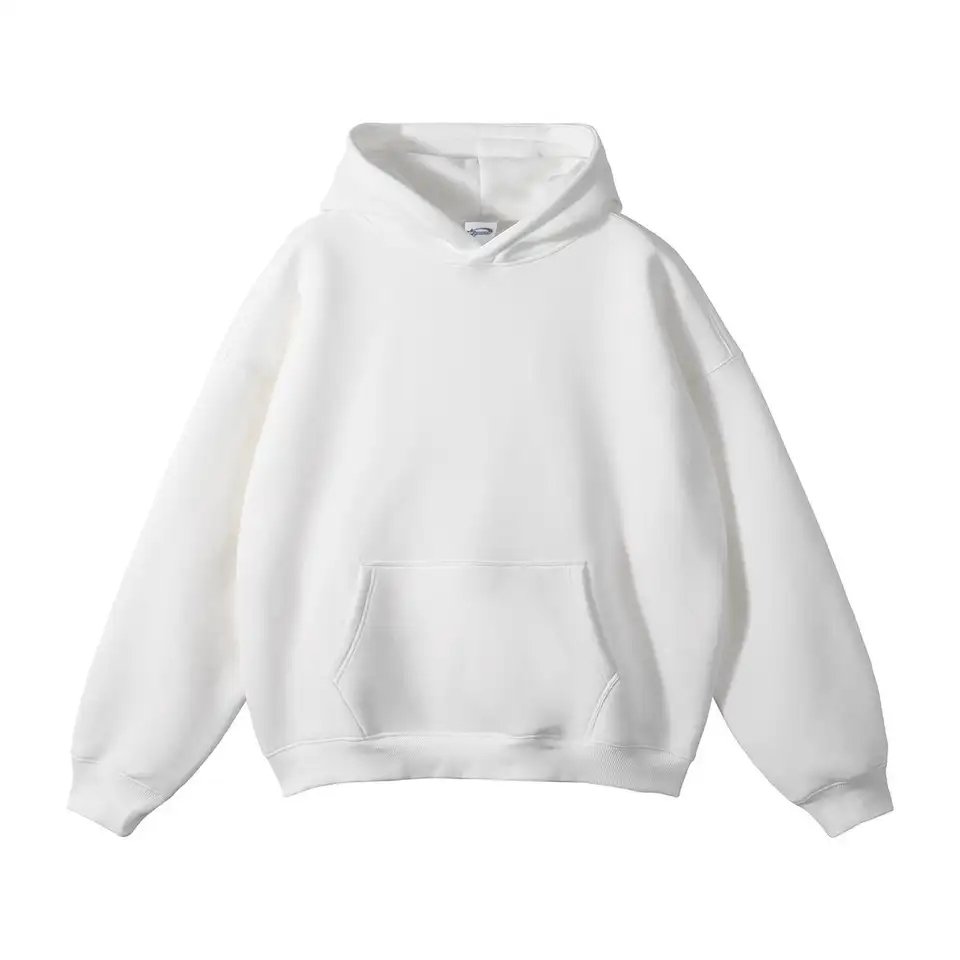 High Quality No String Heavyweight Cotton Hoodies Pullover Customized Plain Blank Men Cropped Boxy Fit Hoodie