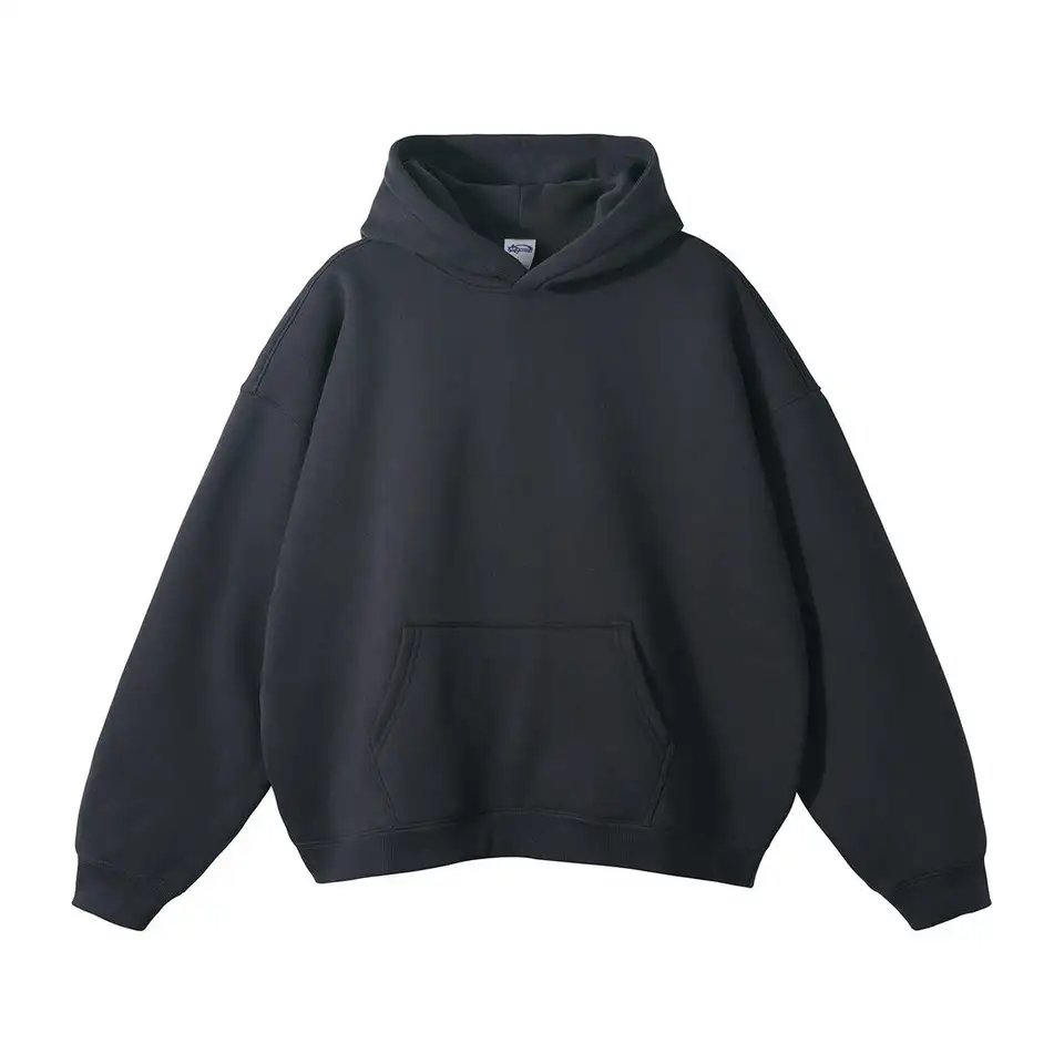 High Quality No String Heavyweight Cotton Hoodies Pullover Customized Plain Blank Men Cropped Boxy Fit Hoodie
