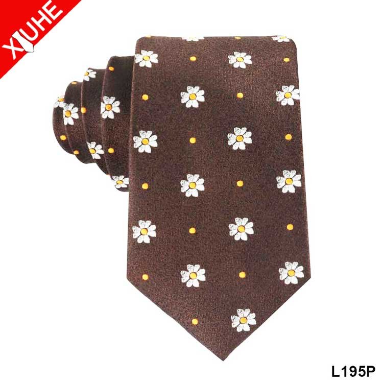 Regular Size Custom Pattern Ties Flower Pattern Green Woven Necktie Paisley Custom Polyester Mens Tie