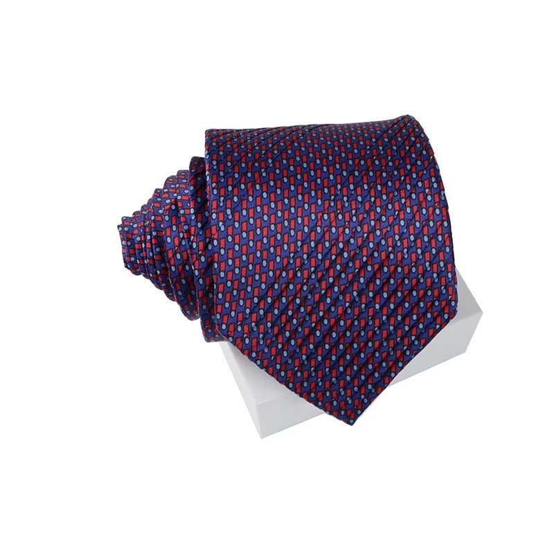2024 New Arrival Luxury Top-grade Men Business Silk Printed Tie Custom Logo 100% Natural Silk fabric Pleated Necktie
