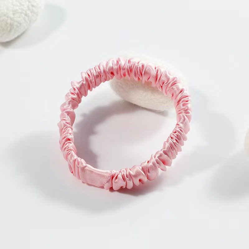 wholesale 1cm Elastics Hair Ties Ponytail Holders solid color 100% Real Silk hair scrunchies for women scrunchi