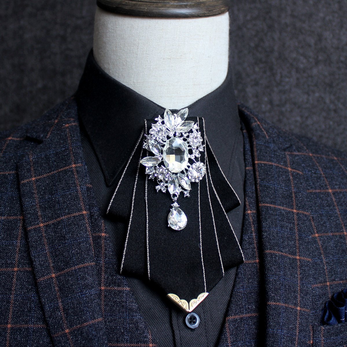High Quality Rhinestone Crystal Wedding Butterfly Luxury Satin Bow Tie For Suit