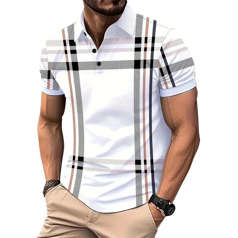 Men's casual lapel polo shirt, fashionable and versatile trend top