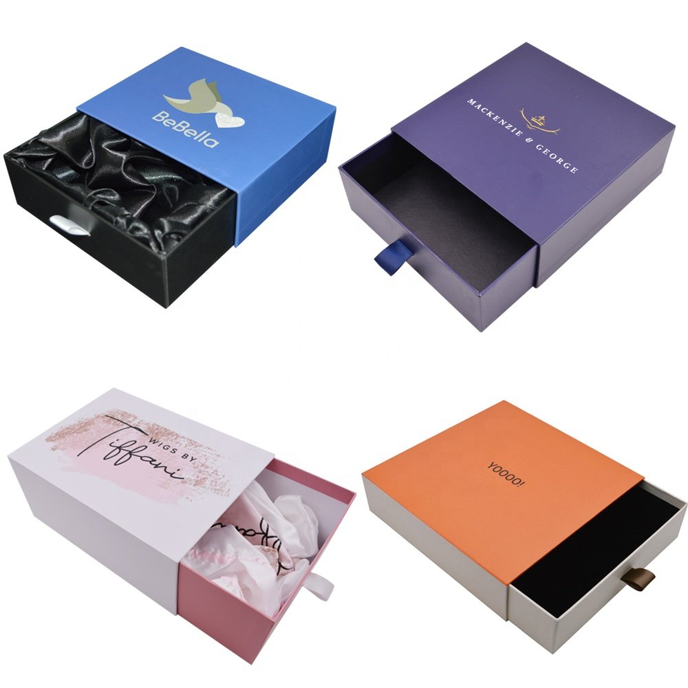 Luxury Wallet Sliding Drawer Gift Box Packaging Satin Lined Custom Design Shoe Box Pull Out For Scarf Hair Accessories Skincare