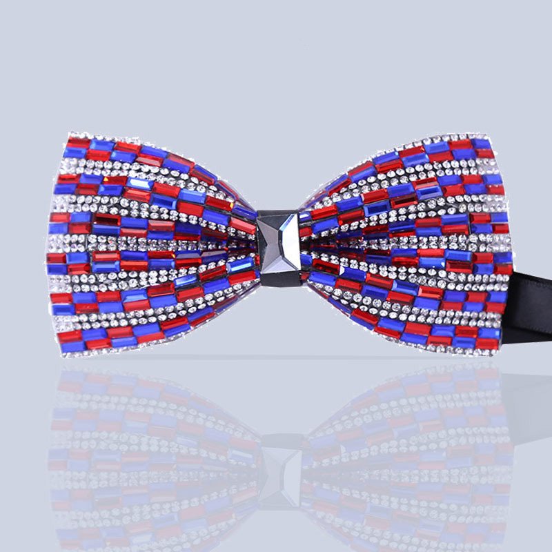 High quality mens wedding colorful mesh with white diamond butterfly adjustable self tie bowties