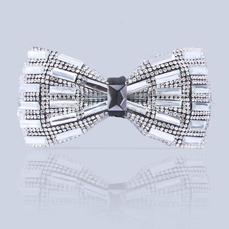High quality mens wedding colorful mesh with white diamond butterfly adjustable self tie bowties