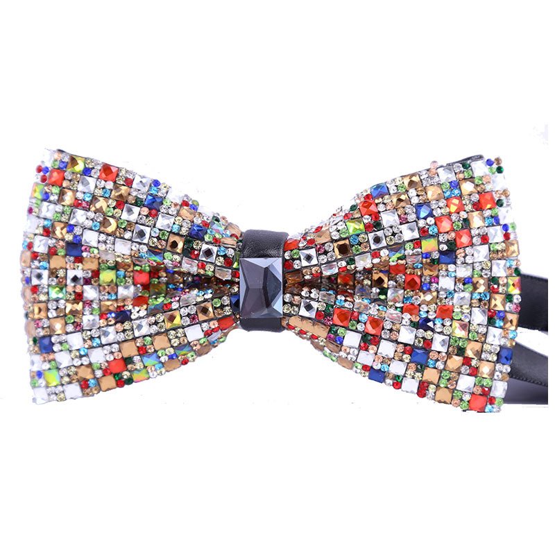 High quality mens wedding colorful mesh with white diamond butterfly adjustable self tie bowties