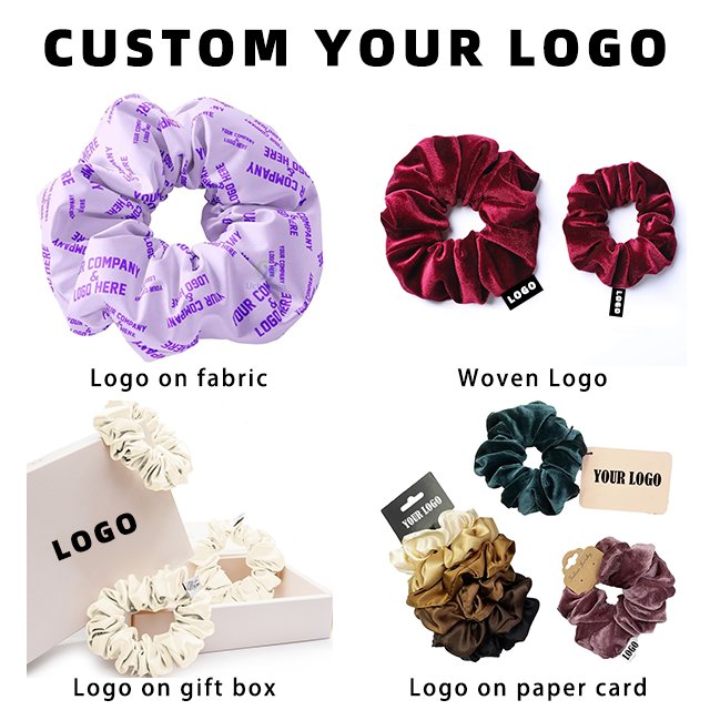 Oversize satin hair scrunchies custom large jumbo hair holder ponytail solid color silk hair tie band accessories for girls