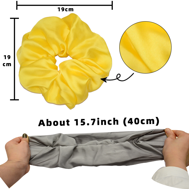 Oversize satin hair scrunchies custom large jumbo hair holder ponytail solid color silk hair tie band accessories for girls