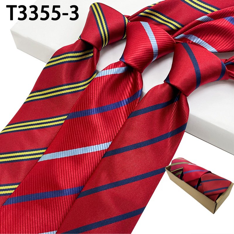 Hot sell elegante escola gravata necktie 7.5cm stripe corbatas para hombre corbata conjunto crimson and gold striped neck tie